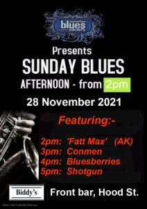 HBS Sunday Blues Afternoon 28 Nov 2021 poster
